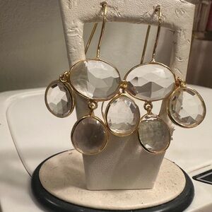 multi-stone dangle earrings featuring high-clarity, faceted crystal quartz